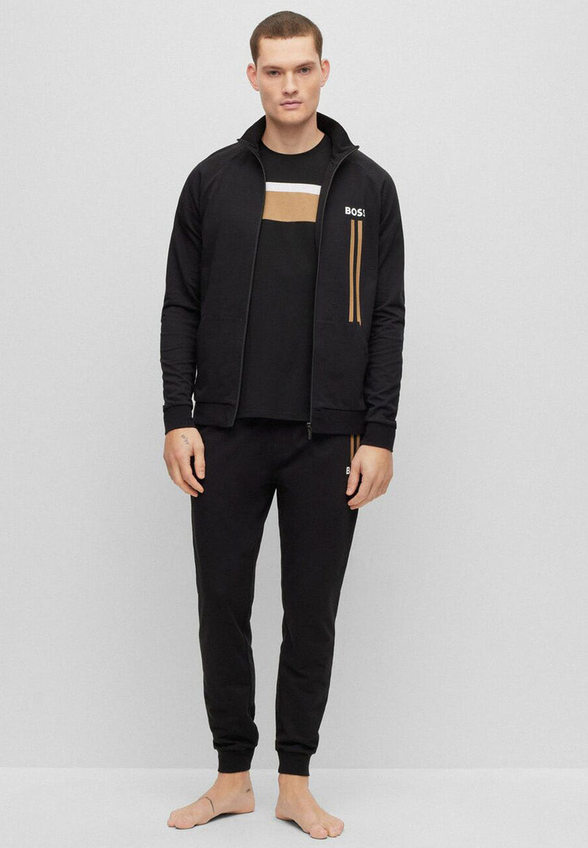 Hugo Boss Logo and Stribe Print Track Jacket Black - Stillo Hugo Boss Logo and Stribe Print Track Jacket Black - Stillo