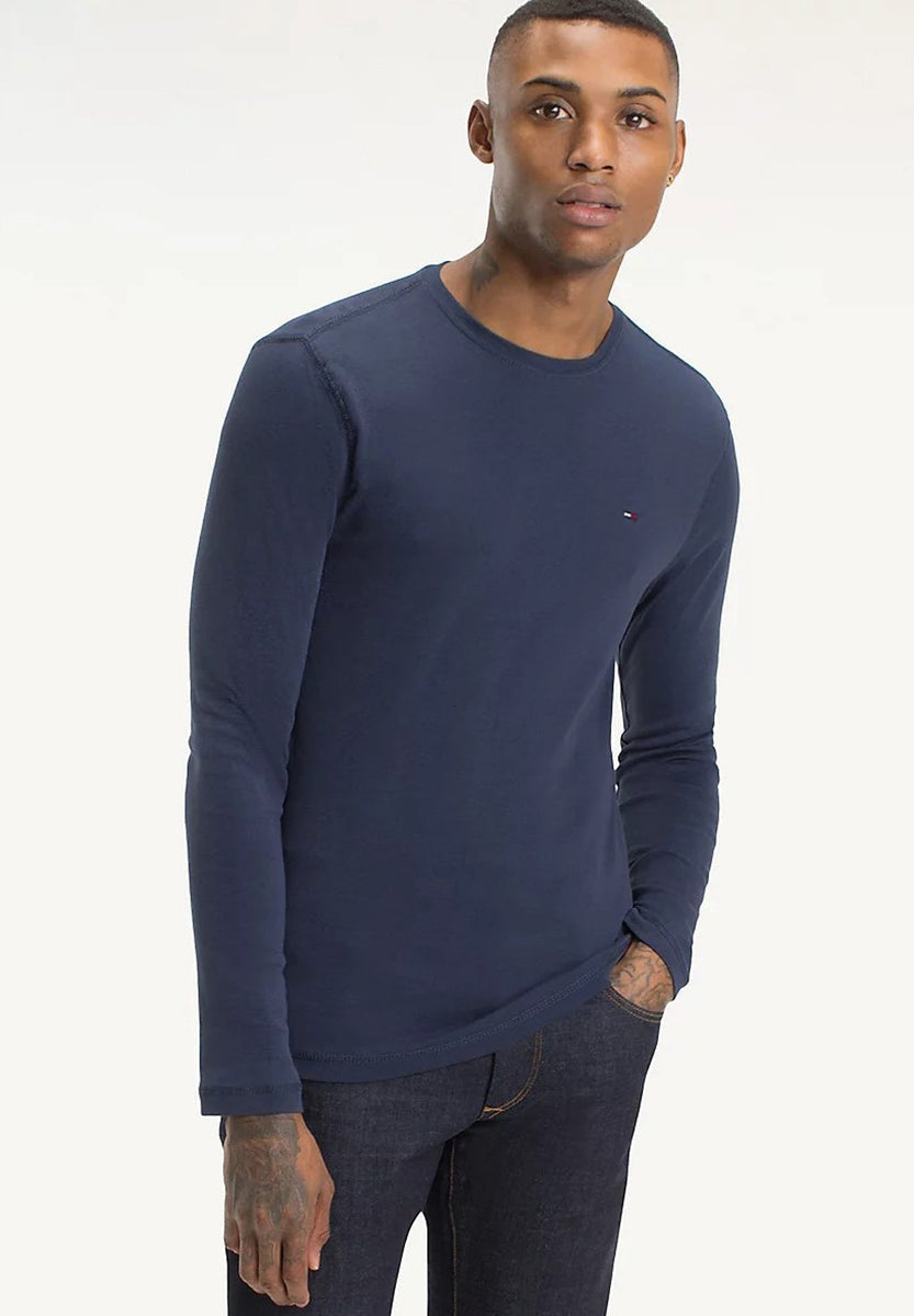 Tommy Hilfiger Long Sleeved Ribbed Organic Cotton T-shirt Black