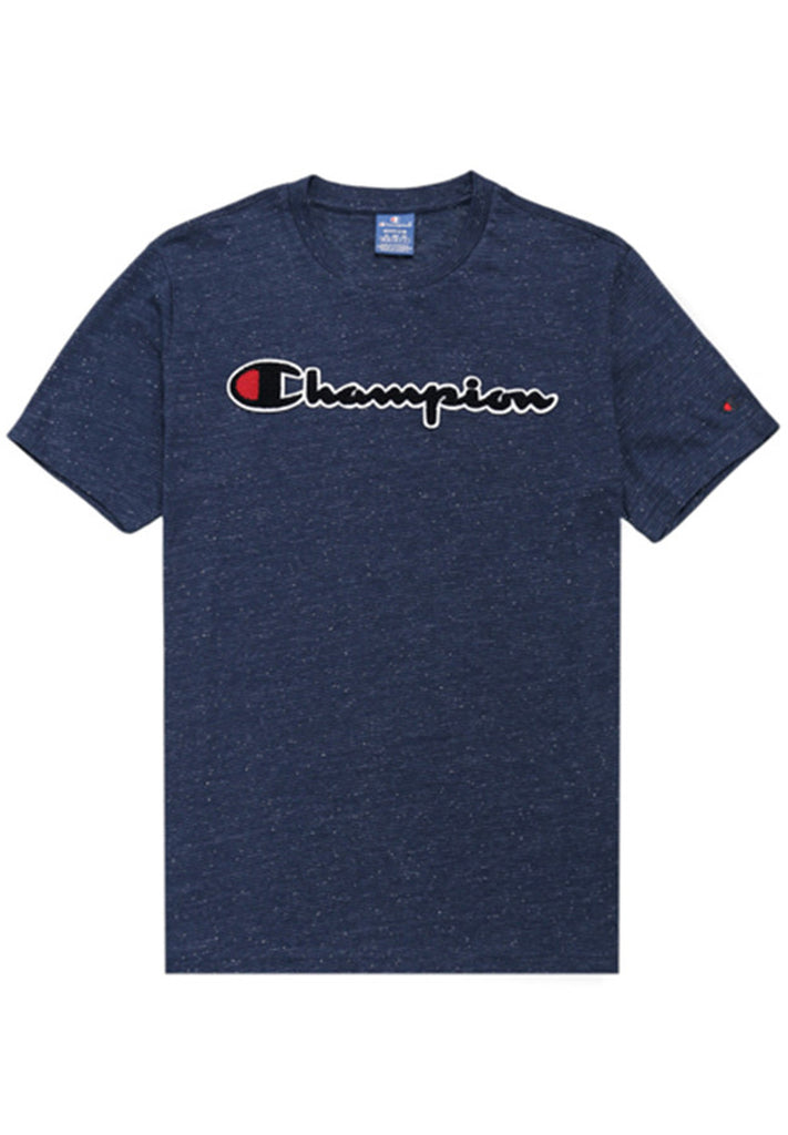Champion Striped Cotton Mélange Script Logo T-Shirt hos Stillo