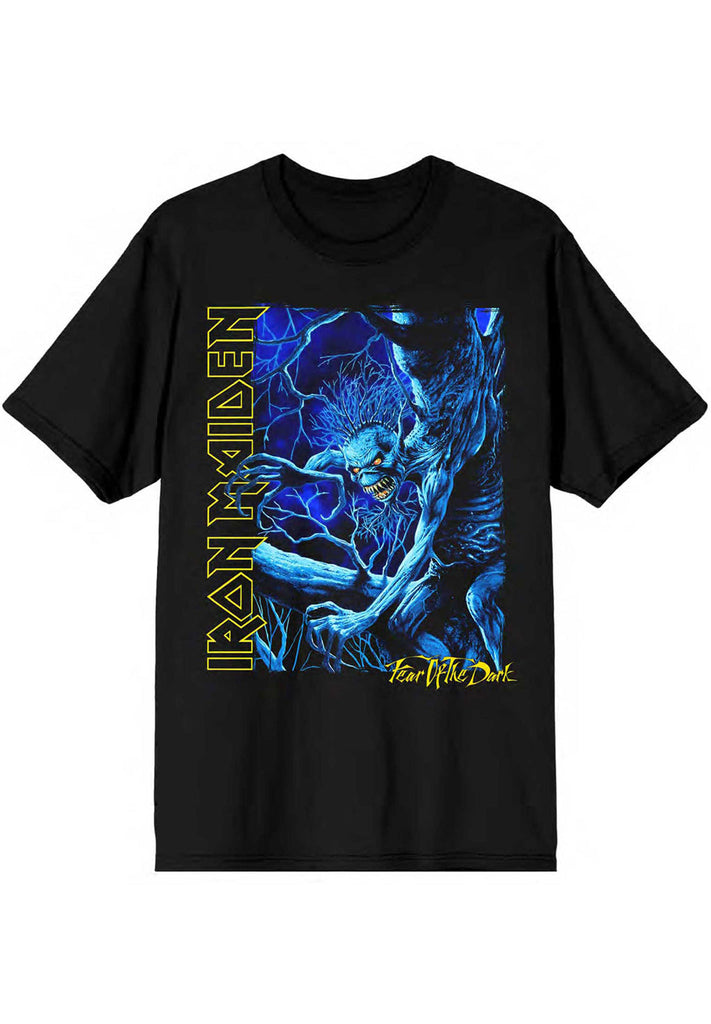 Iron Maiden Fear of the Dark Blue Tone Eddie Vertical Logo T-Shirt hos Stillo