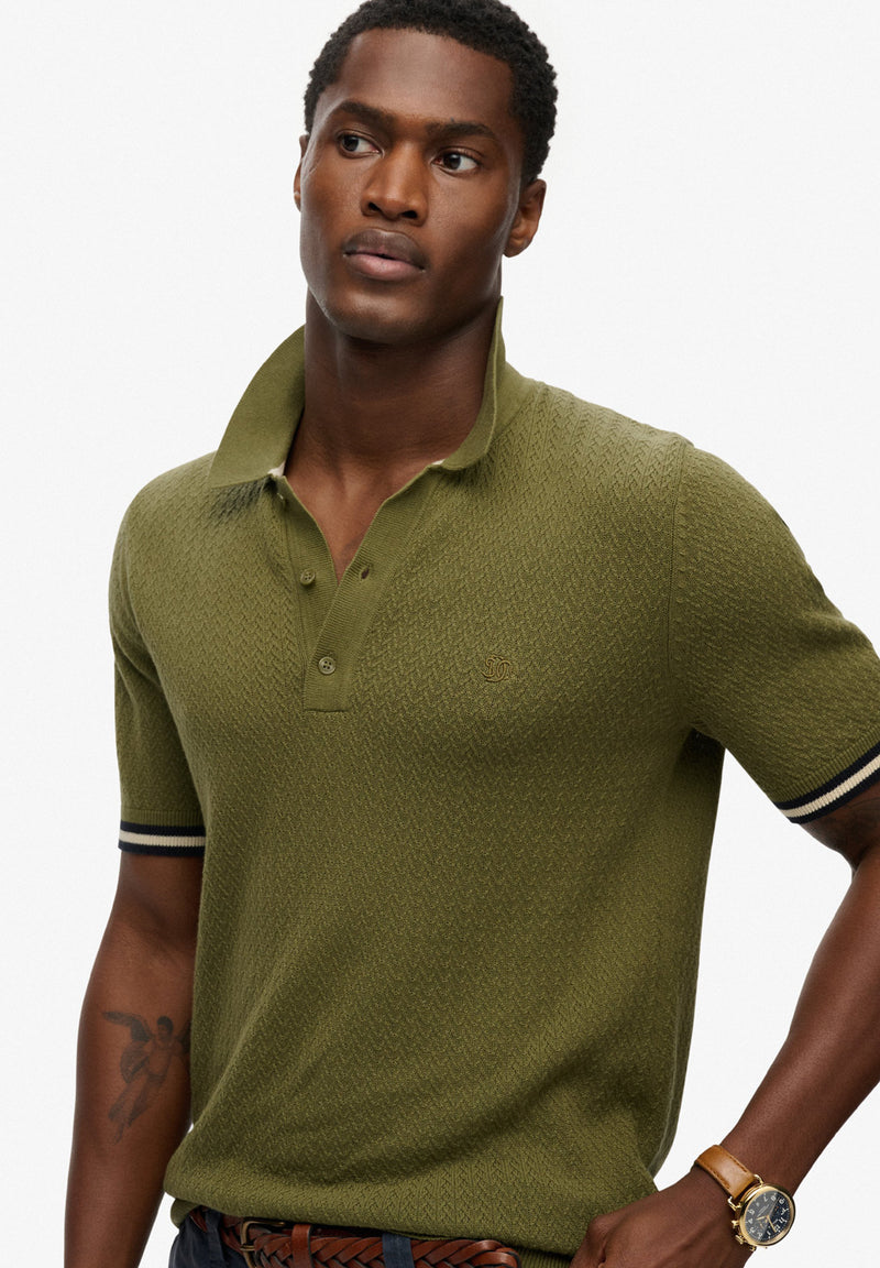 Superdry Knitted Texture Short Sleeve Polo Shirt hos Stillo