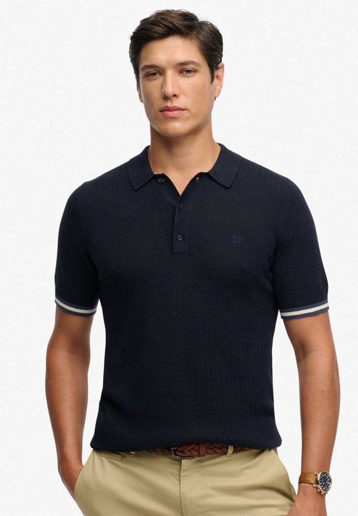 Superdry Knitted Texture Short Sleeve Polo Shirt hos Stillo