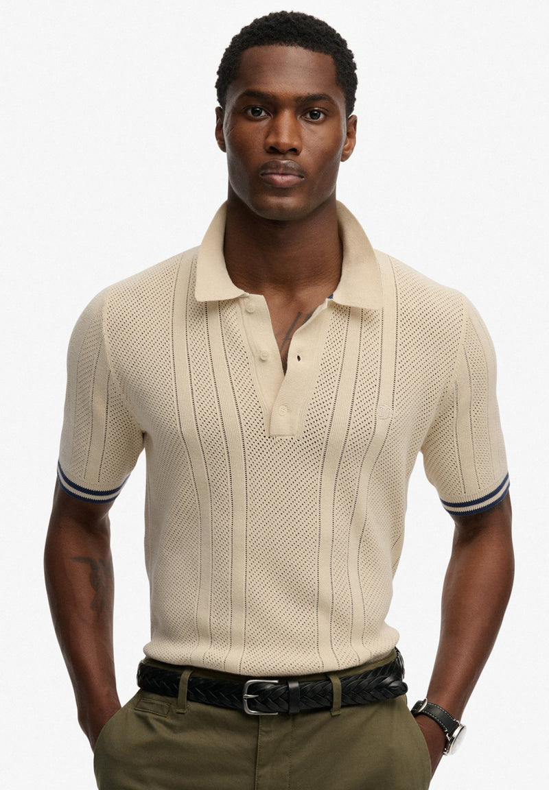 Superdry Knitted Texture Short Sleeve Polo Shirt hos Stillo