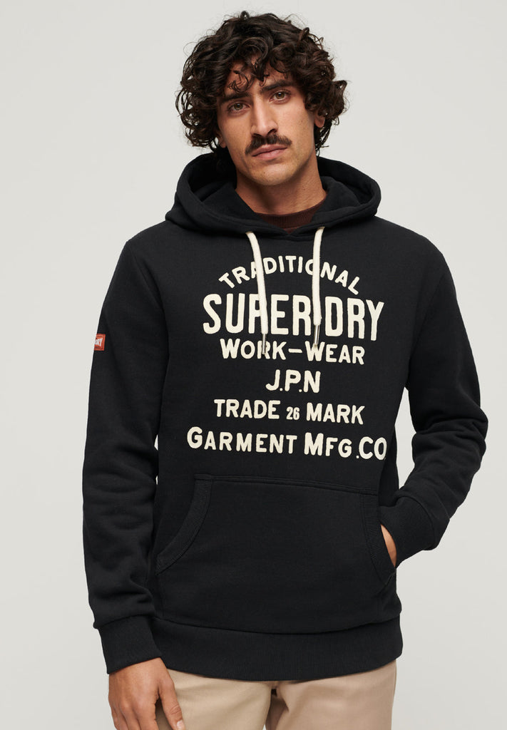 Superdry Workwear Flock Graphic Hoodie hos Stillo