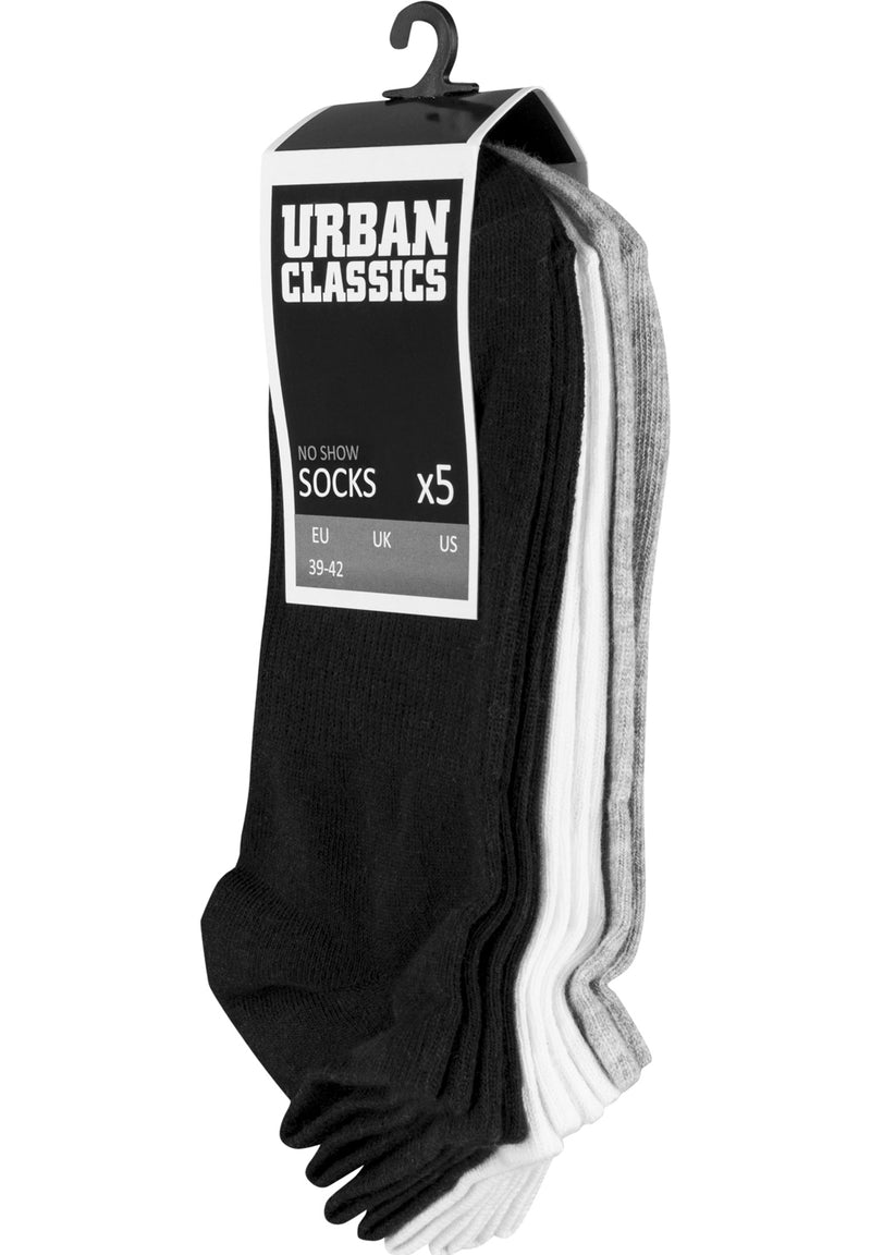 Urban Classics No Show Socks 5-Pack Black/White/Grey hos Stillo