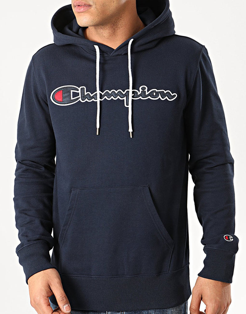 Champion Satin Script Logo Cotton Terry Hoodie hos Stillo