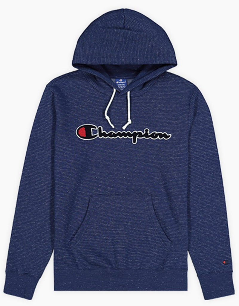 Champion Striped Cotton Mélange Script Logo Hoodie