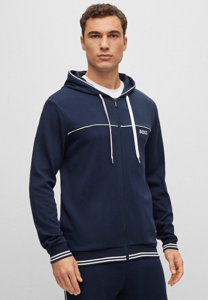 Hugo Boss Piping and Embroidered Logo Zip Hoodie hos Stillo
