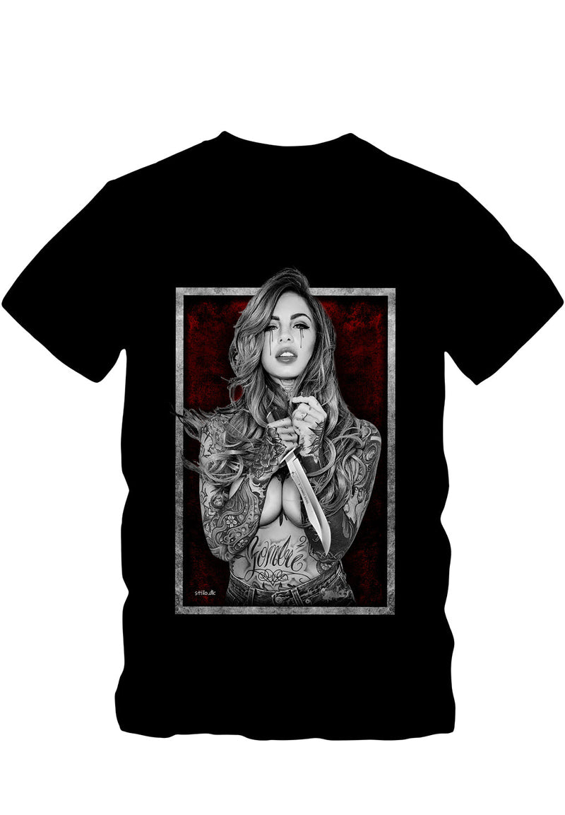Stillo T-shirt Sexy Ladies with Tattoo Handling Knife hos Stillo