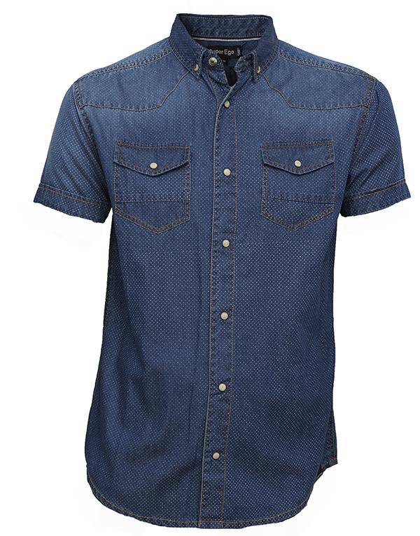Super Ego S/S Denim spotted Shirt hos Stillo