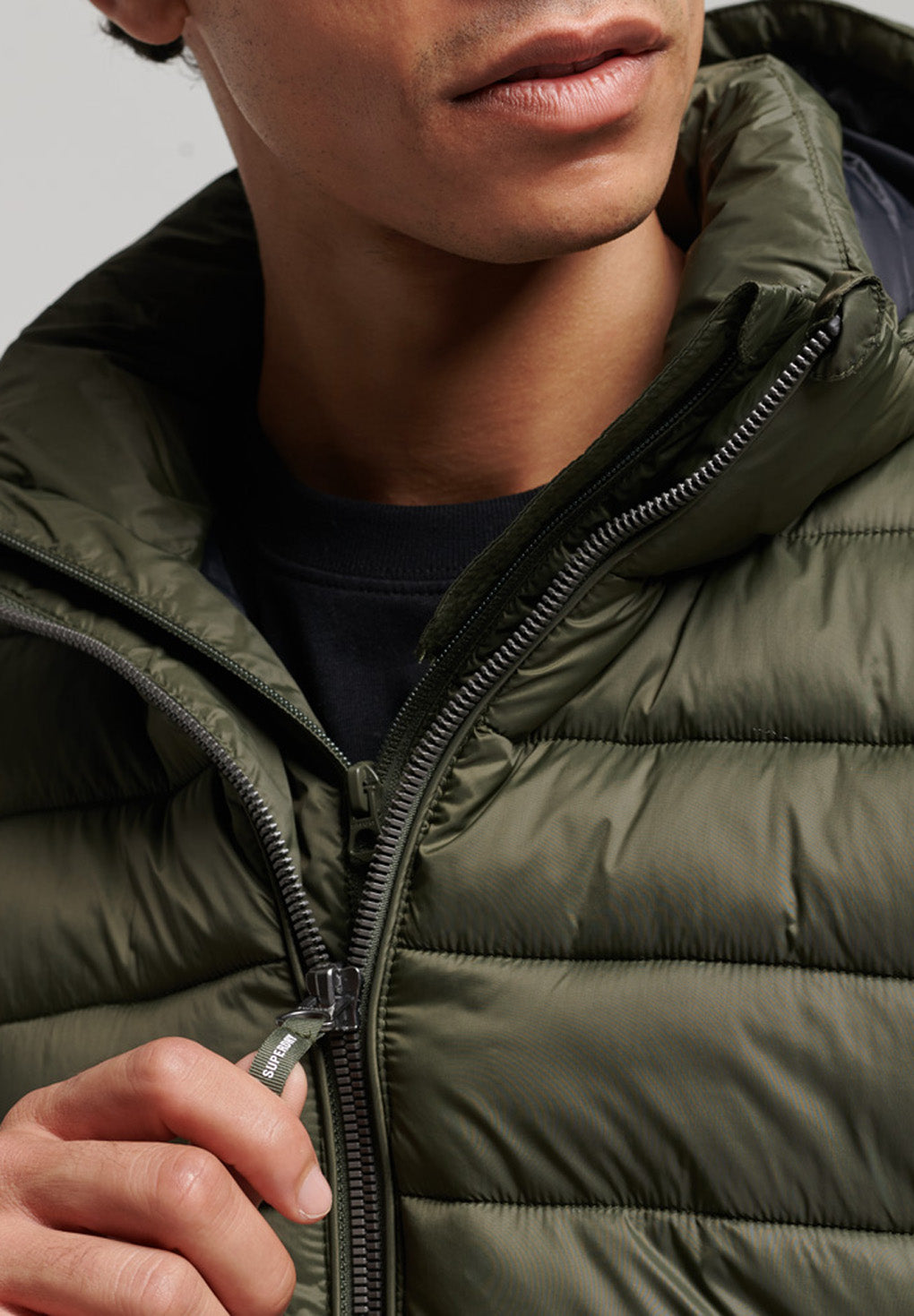 Superdry Hooded Classic Puffer Jacket Dark Moss Stillo.dk Stillo