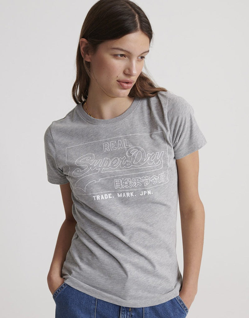 Superdry Lady Vintage Logo Outline Piping Boxy T-Shirt hos Stillo
