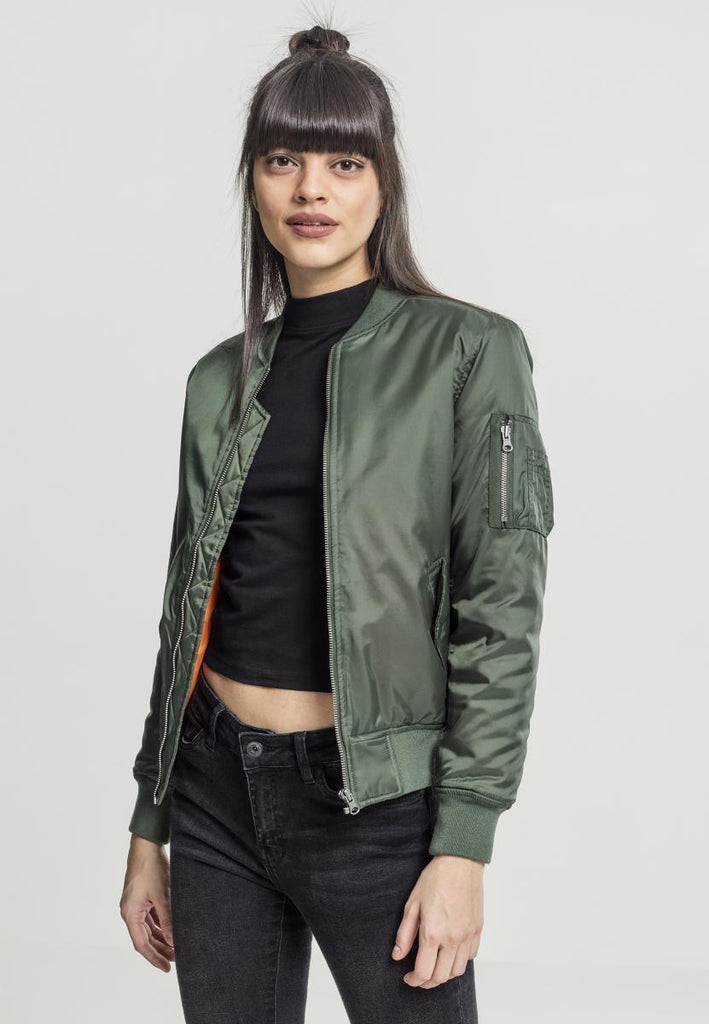 Urban Classics Ladies Basic Bomber Jacket i farven Olive –