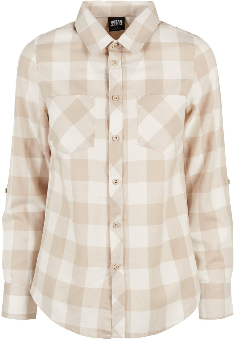 Urban Classics Ladies Turn up Checked Flanell Shirt hos Stillo
