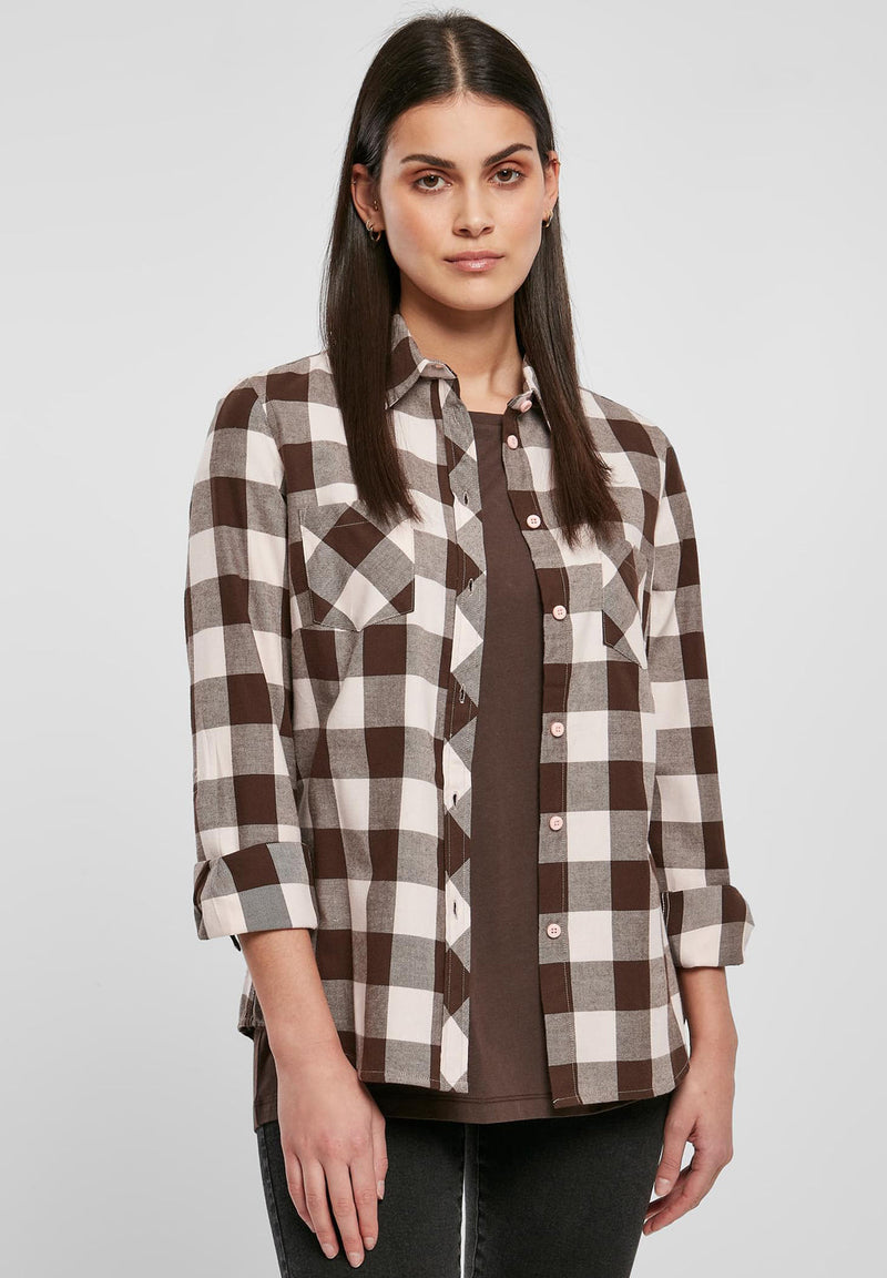 Urban Classics Ladies Turn up Checked Flanell Shirt hos Stillo